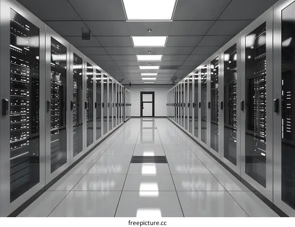 The data center is full of server racks.