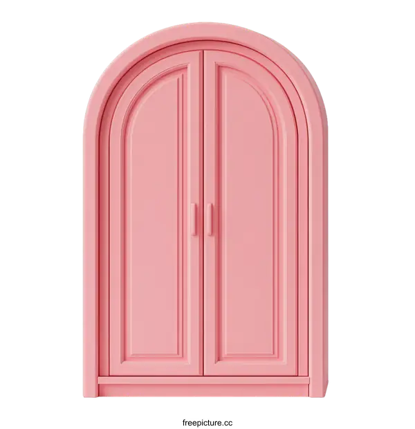 [Transparent Background PNG]Pink Archway Door Wardrobe Illustration