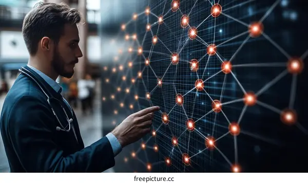 Doctor Interacting with Interactive Network Graphic