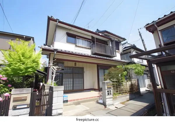 Traditional Japanese House with Balcony and Garden