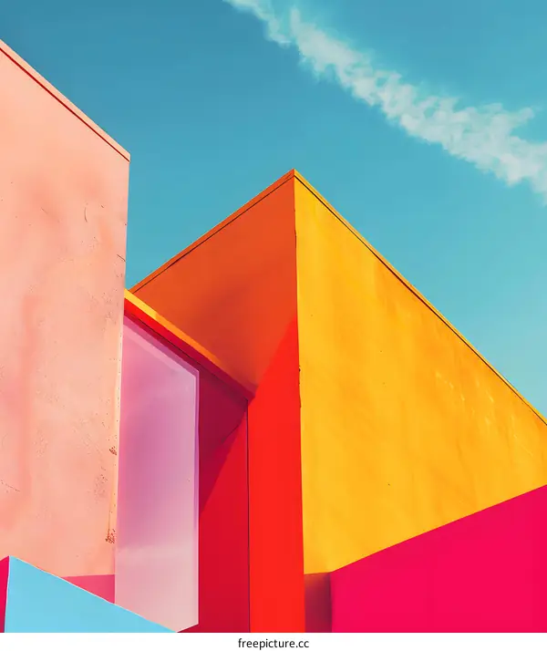 Colorful Building Architecture with Blue Sky