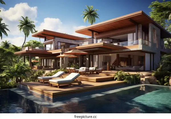 Modern luxury house with pool and terrace