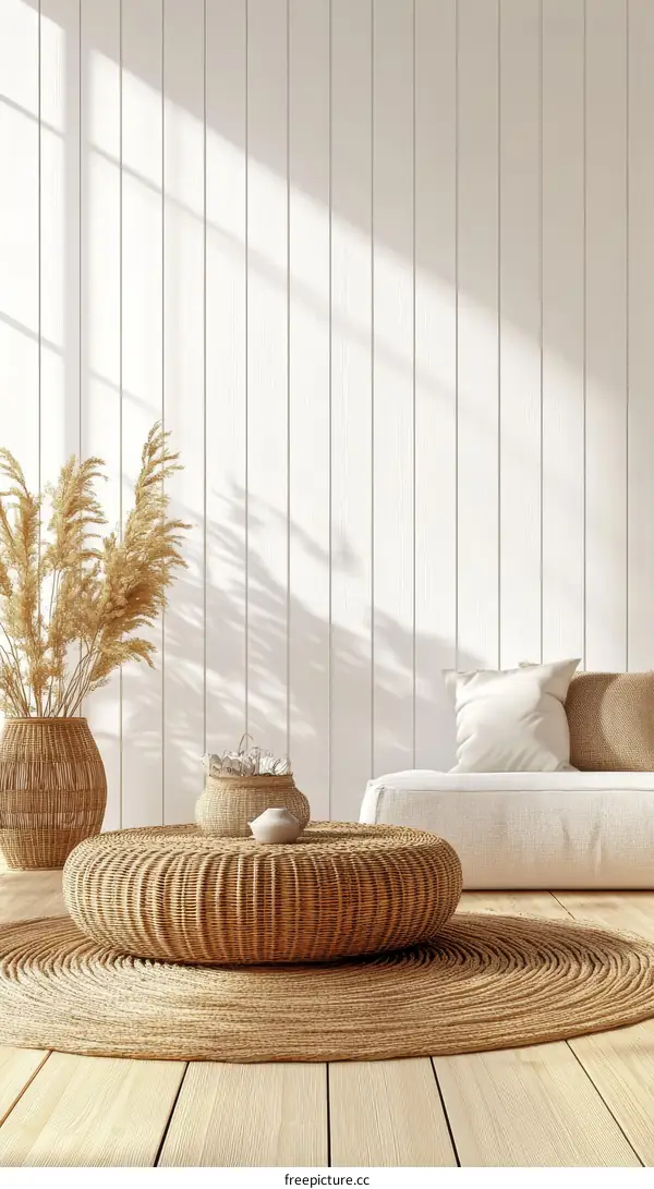 Bohemian Style Living Room Interior Design Illustration