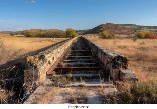 Abandoned Railway Track in a Field