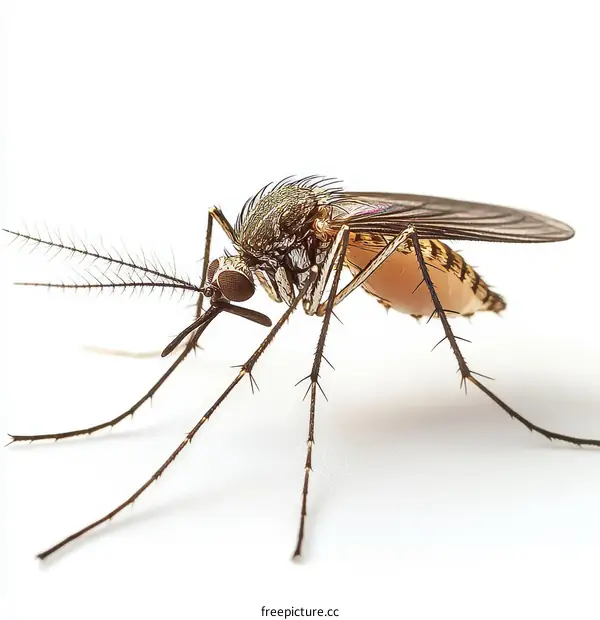 Closeup of a Mosquito on a White Background
