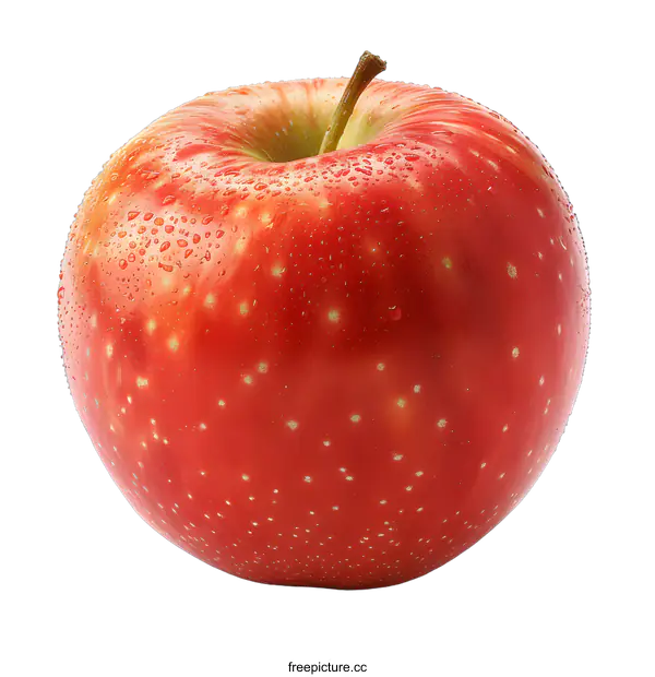 [Transparent Background PNG]Fresh Red Apple with Water Drops
