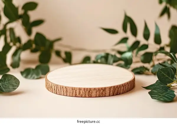 Natural Wooden Display Stand with Greenery