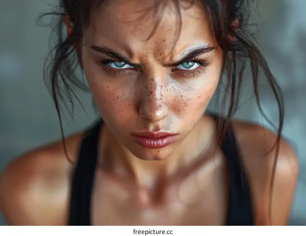 portrait of a beautiful young woman with green eyes