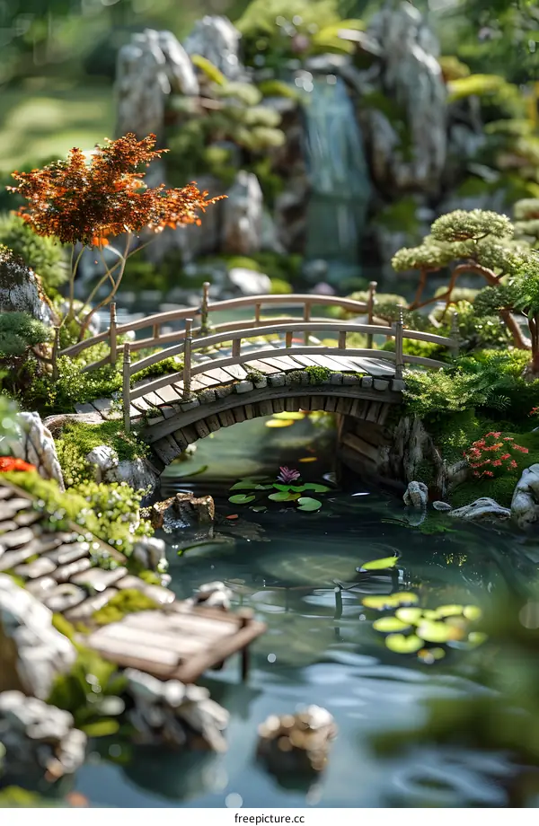 Miniature Bridge Over Water Feature