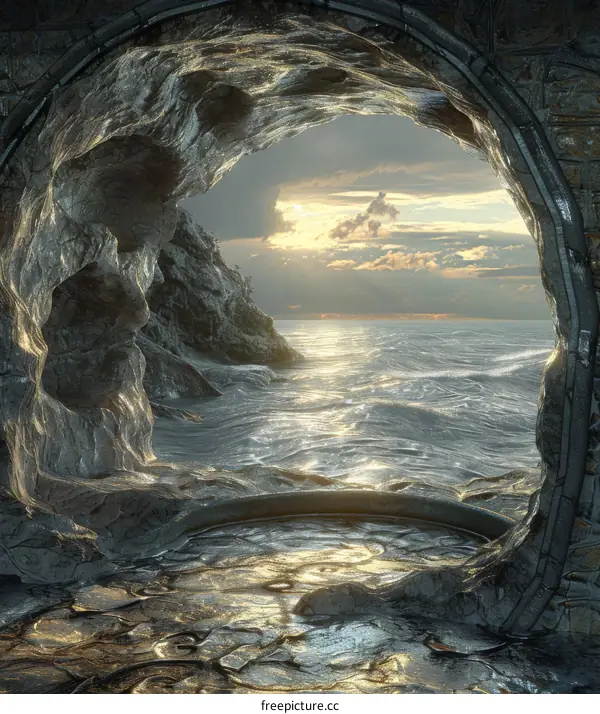 Fantasy Landscape with a View of the Sea from a Cave