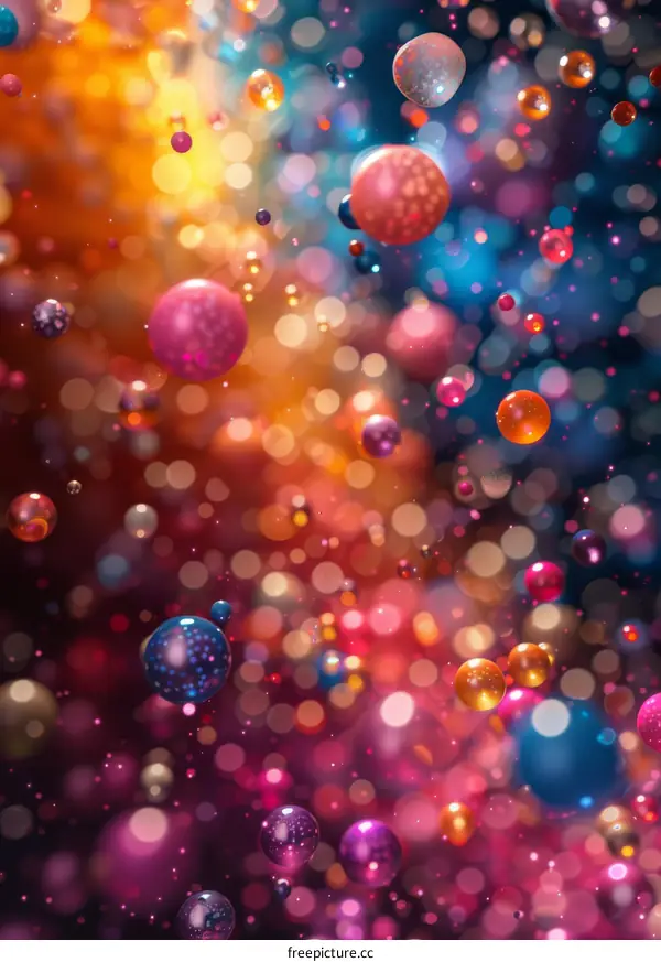 Colorful Bubbles Floating in a Dreamy Illumination