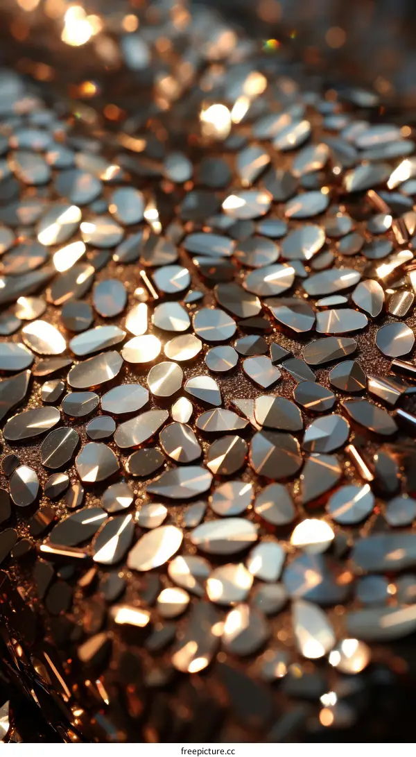 Close-up of a gold-colored sequin dress