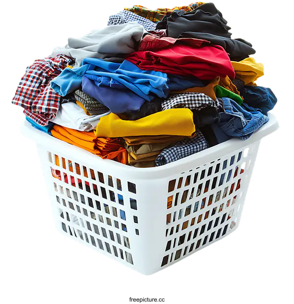[Transparent Background PNG]Laundry Basket Full of Clothes