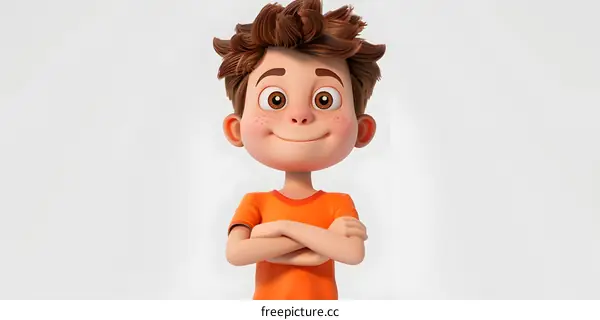 3D rendering of a happy cartoon boy