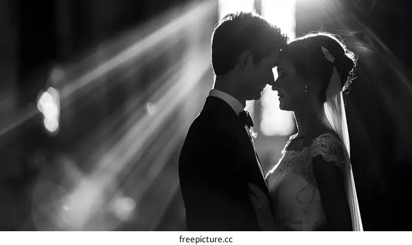 Black and white photo of a wedding