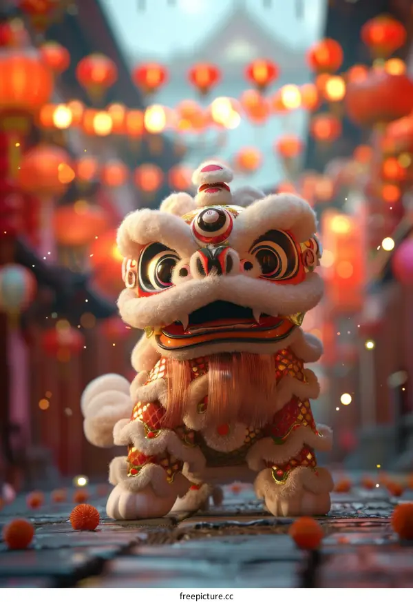 Cute Chinese New Year Lion Dance