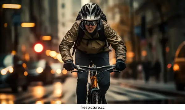 Cyclist riding in the city