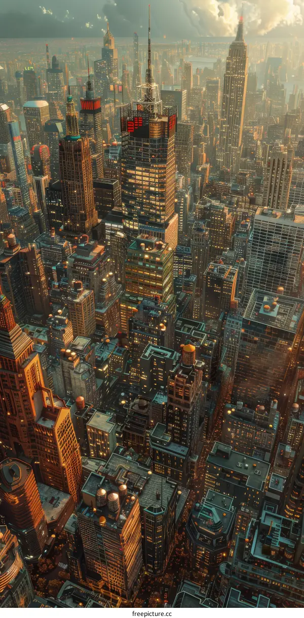 Aerial View of New York City's Manhattan Skyscrapers