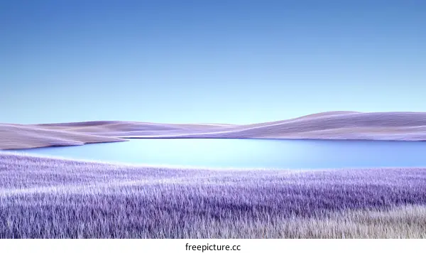 Peaceful Lavender Field by Serene Lake