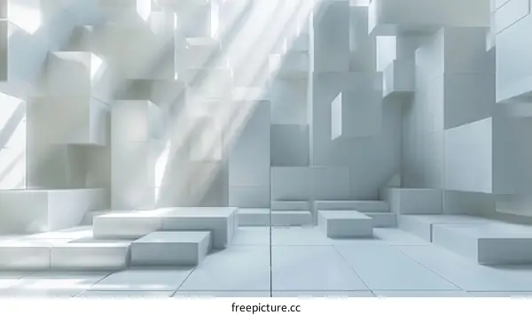 White abstract geometric shapes background with soft lighting