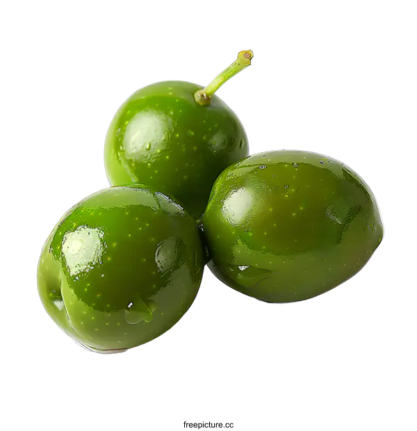 [Transparent Background PNG]Three green olives on white background