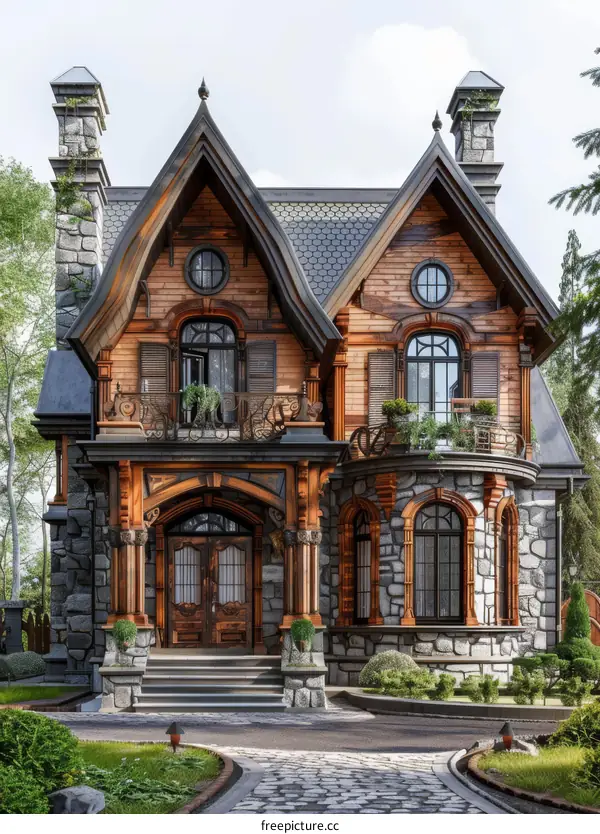 European-style retro wooden house