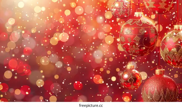 Festive Christmas Decorations Featuring Red and Gold Ornaments