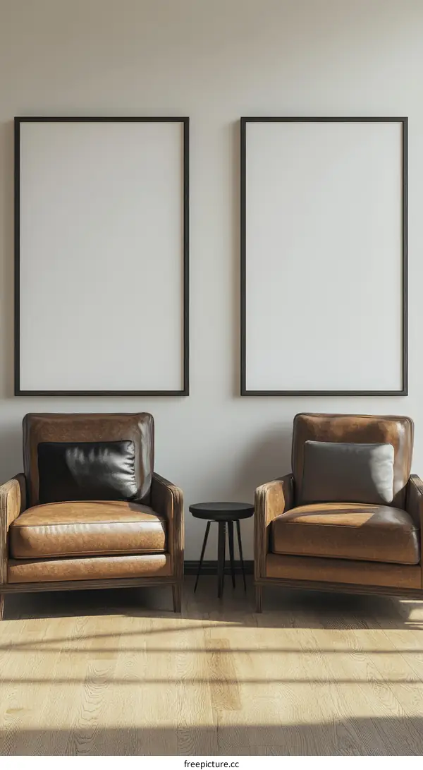 Modern Living Room with Empty Frames
