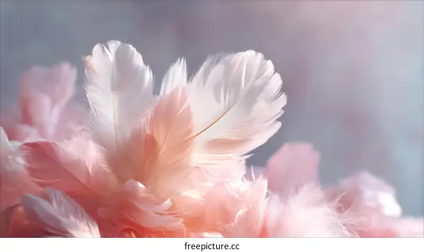 Delicate Pink and White Feathers in Soft Focus