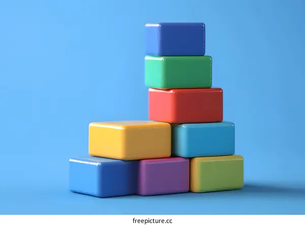 Colorful Blocks Stacked In A Pyramid Shape