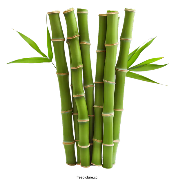 [Transparent Background PNG]Fresh Green Bamboo Stalks