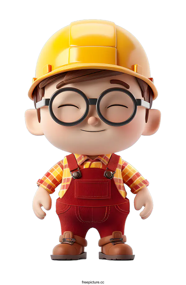 [Transparent Background PNG]Happy Little Construction Worker Cartoon