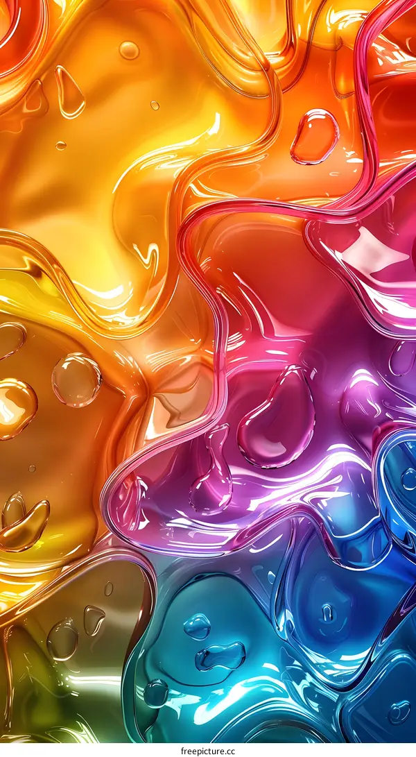 Colorful abstract 3D rendering of a glossy wavy surface
