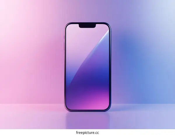 Modern Smartphone With Gradient Background In Neon Lights