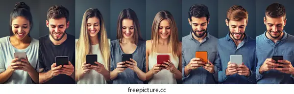 Diverse People Using Smartphones Collage