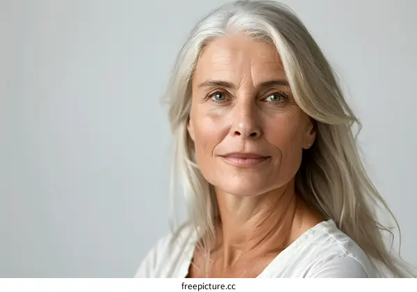 Portrait of a Mature Woman with Gray Hair