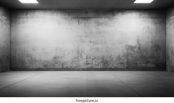 Grunge concrete room with bright lights