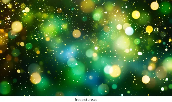 Abstract Bokeh Background with Green and Gold Lights