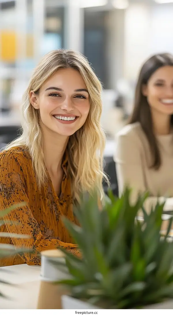 Smiling Business Women in Office Environment