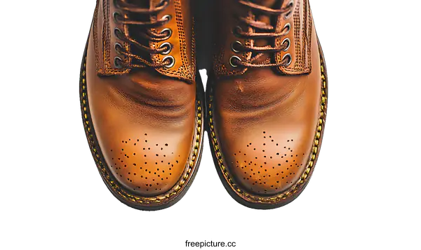 [Transparent Background PNG]Closeup of Classic Brown Leather Boots