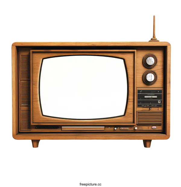 [Transparent Background PNG]Vintage Wooden Television Set Illustration