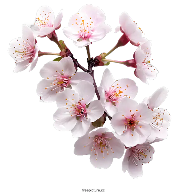 [Transparent Background PNG]A branch of cherry blossoms with delicate petals
