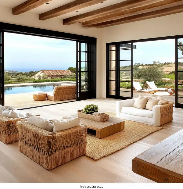 Modern Farmhouse Living Room with Ocean Views