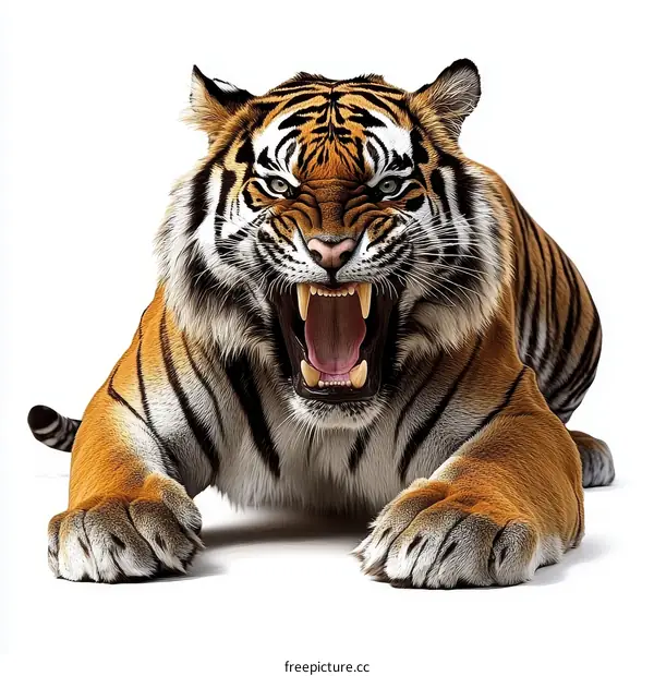 Ferocious Tiger Roar Close-up Image