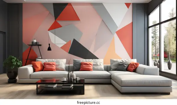 Modern geometric shapes interior design living room