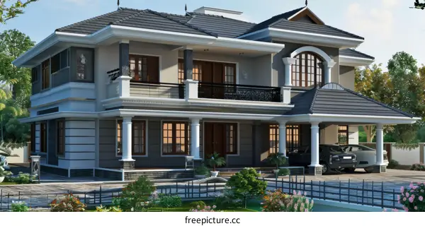 Modern Kerala House Exterior Design Illustration