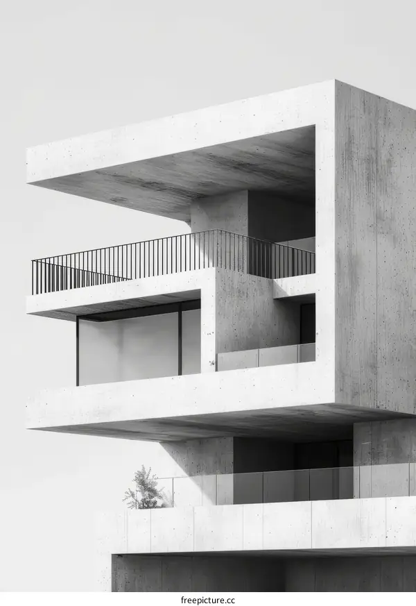 Modern Apartment Building Terrace and Balcony