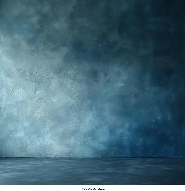 Blue concrete wall and floor