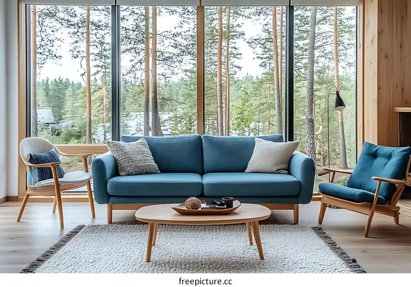 Modern Living Room with Large Windows