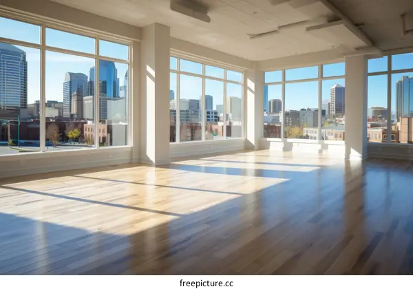 Bright and Airy Office Space with Large Windows and Hardwood Floors
